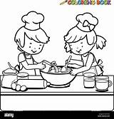 Cooking Children Alamy sketch template