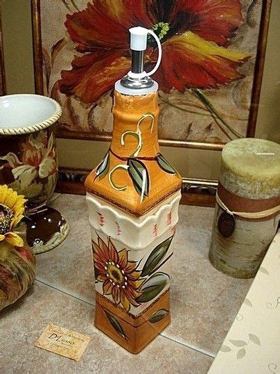 ceramic olive oil bottle  tuscan sunflower design personalized gifts  party favors