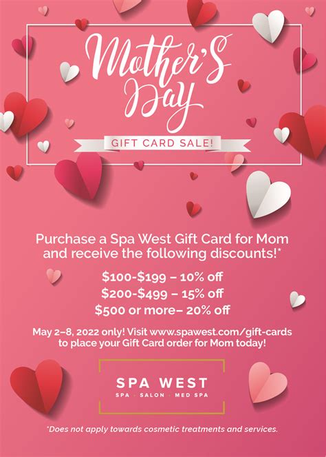 mothers day gift card sale spa west
