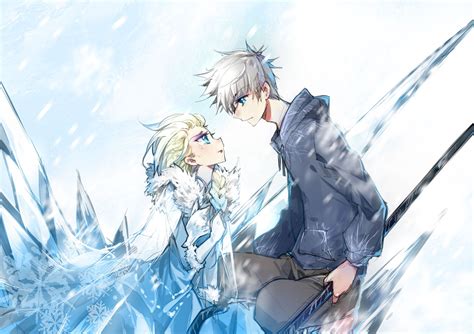 disney and cartoon in anime jelsa jack frost and elsa
