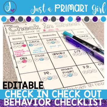editable check  check  sheet    primary girl tpt