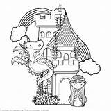 Coloring Dragon Castle Princess Pages Kids Choose Board Fairy Magic sketch template