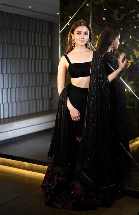 alia bhatt wears  black designer lehenga  shah rukh khans diwali