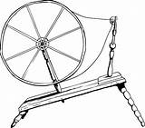 Spinning Wheel Outline Vector Antique Clip Illustrations Fashioned 18th Outlined Textile Era Wooden Century Single Side Old Stock Similar sketch template