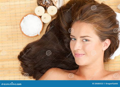 spa woman stock photo image  bamboo massaging healthy
