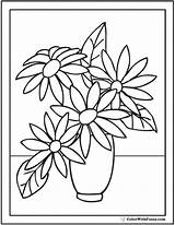 Coloring Pages Flowers Vase Flower Simple Print Pdf sketch template