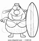 Surfer Clipart Cartoon Pudgy Female Thoman Cory Vector Outlined Coloring Royalty Surf Board Protected Collc0121 sketch template