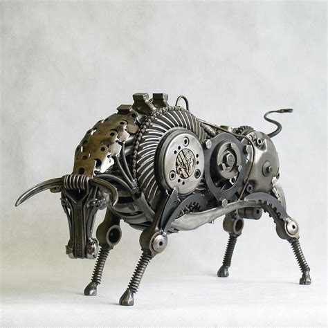 amazing bull scrap metal sculpture