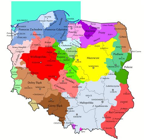 regiony historyczne polski jak polske widzieli nasi przodkowie mapa
