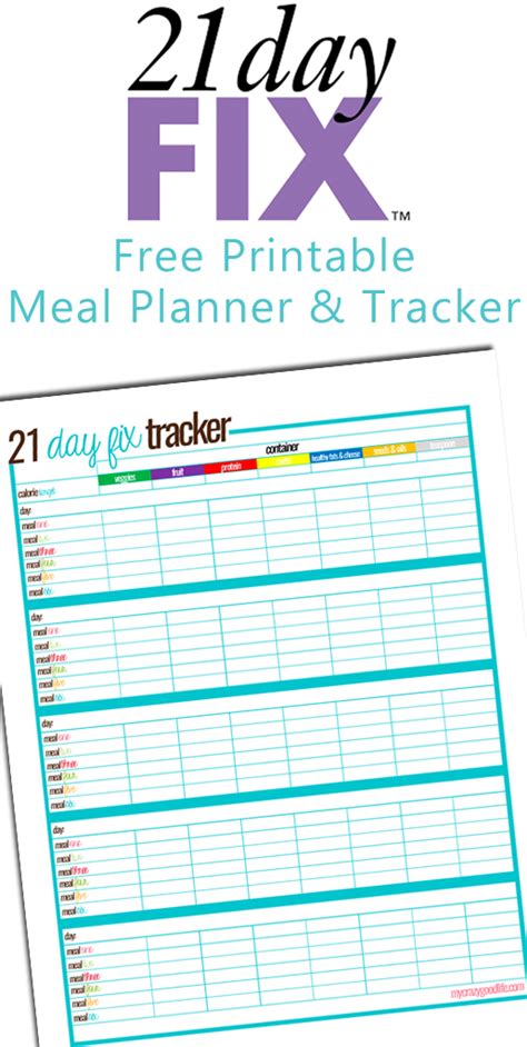 printable  day fix meal tracker  crazy good life
