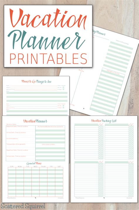 vacation planner printable