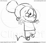 Hopping Girl Clipart Lineart Illustration Cartoon Happy Royalty Toonaday Graphic Vector Clip Collc0008 sketch template
