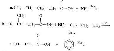 draw  condensed structural formula   amide formed      reactions