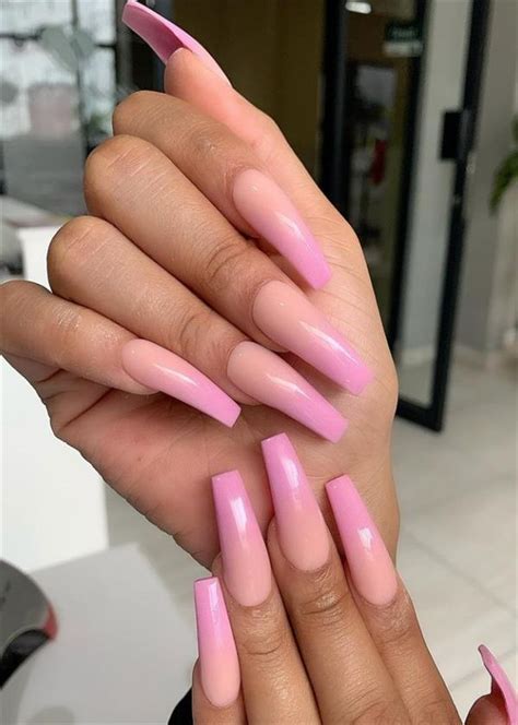 25 Elegant Acrylic Pink Coffin Nails Design Art For Nude Gel Nails