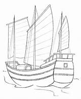 Boats Coloring Ships Pages Chinese Junk Types Different sketch template