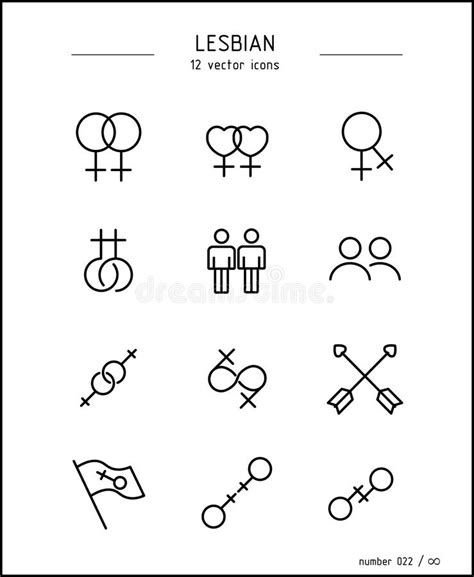 Lesbian Genders Symbols With Lgtbi Flag Flat Style Icon Stock Vector