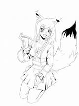 Girl Coloring Wolf Pages Human Fox Anime Orphan Deviant Kailey Cute sketch template