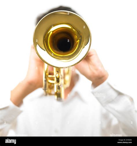 blowing trumpet  res stock photography  images alamy