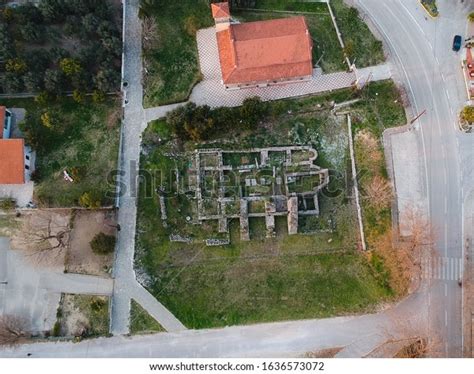 glyki village aerial view interbyzantine temple stock photo edit