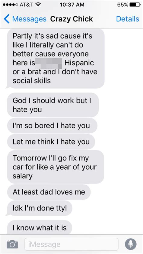 girl goes on absolutely insane text rant when guy refuses to sleep with her because she s sick