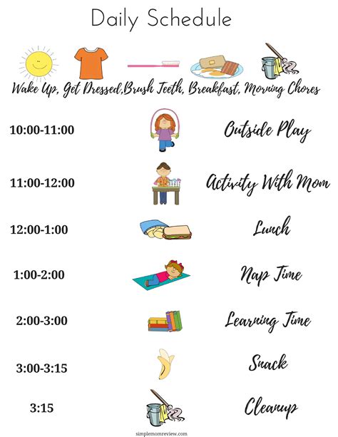 daily summer schedule  kids  printable simple mom review