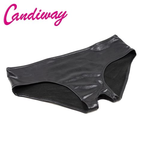 Bdsm Sexy Women Patent Leather Penis Hole Gstrings Translucent Pant