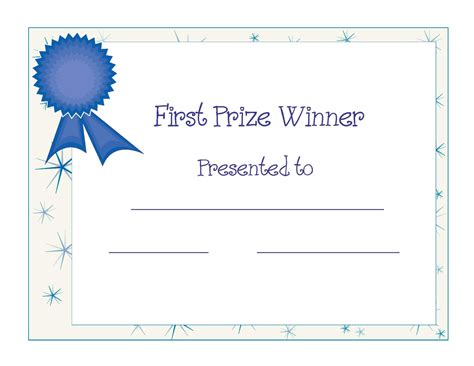 printable award certificate template  printable  prize winner certificate award