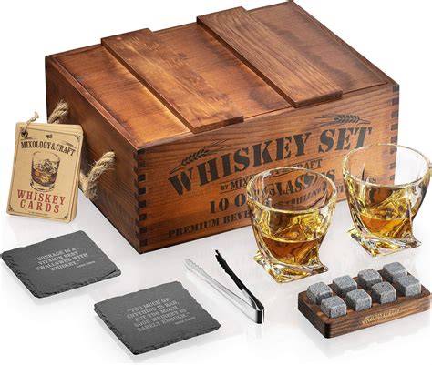 buy mixology whiskey gift set whiskey glass set  rustic wooden