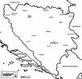 Bosnia Herzegovina Map Maps Roads Boundaries Cities Names Main Outline sketch template