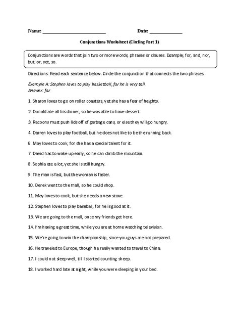 englishlinxcom conjunctions worksheets