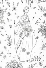 Coloring Korean Traditional Pages Adult Clothing Colouring Embroidery sketch template