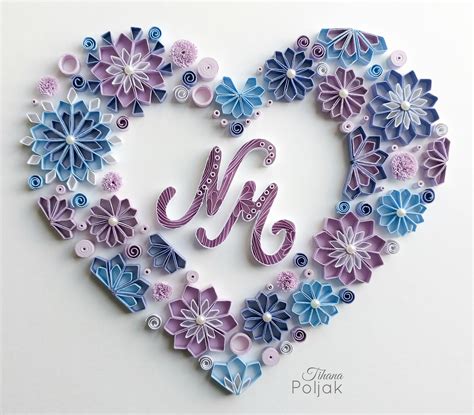 quilled heart quilled initials quilled letter  quilled letter