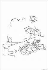Mickey Mouse Summer Pages Coloring Donald Duck Enjoying Online Color sketch template