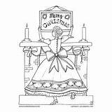 Christmas Coloring Pages Merry Girl Vintage Card Adult Cards Choose Board Xmas sketch template