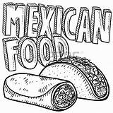 Mexican Food Burrito Clipart Sketch Tacos Drawings Drawing Coloring Pages Vector Taco Illustrations Doodle Vectors Stock Printable Restaurant Mexico Clip sketch template