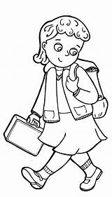 School Coloring Clipart Girl Going Pages Little Cute Back Drawing Girls Cliparts Printable Preschool Clip Color Kids Panda Presentations Use sketch template