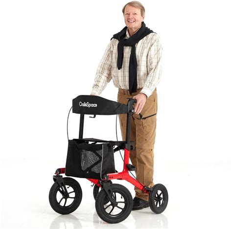 oasisspace pneumatic rollator walker  seat  wheel beach aluminum rollator walker