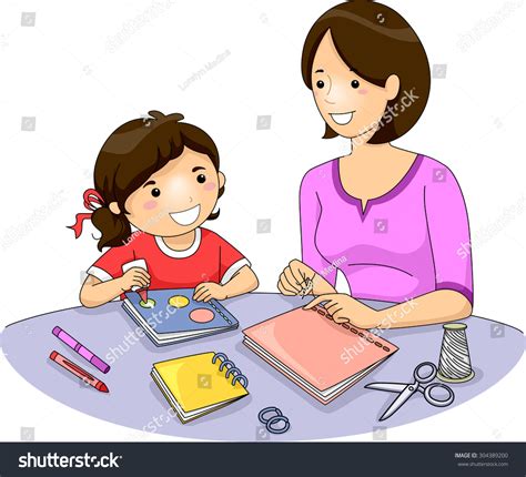 illustration mother teaching her daughter how stock vector