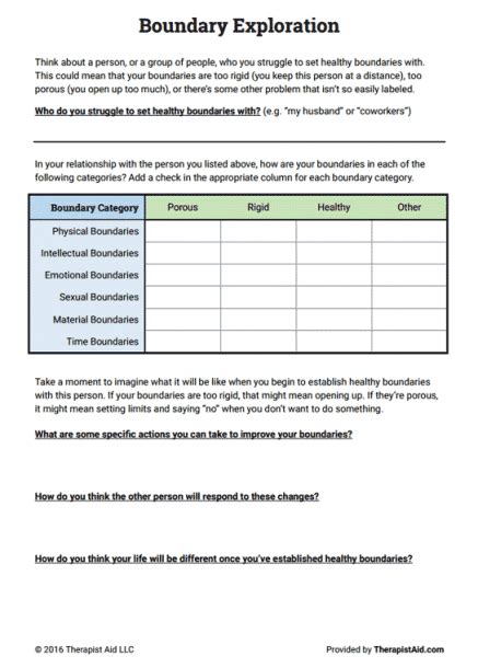 healthy relationship boundaries worksheets