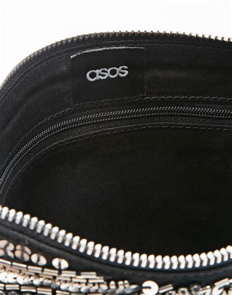 asos asos panelled embellished zip top clutch bag  asos