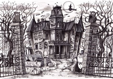 haunted house sketch  paintingvalleycom explore collection