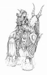 Warcraft Sylvannas Undead Warhorse Mancini Sylvanas Gane Zeichnungen Illidan Malen Fantasie Windrunner Orc Kleurplaten Afkomstig sketch template
