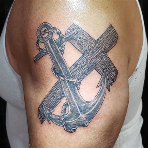 Tattoo Uploaded By Keron Mchugh • Cross And Anchor • Tattoodo