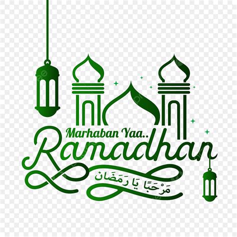 gambar seni tulisan marhaban ya ramadhan  ilustrasi vektor masjid