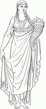 Greek Cornucopia Woman Coloring Pages Ancient Mythology Olympics Clothing Colouring Drawings Template Clipart Women People Color Choose Board Halloween sketch template