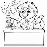 Coloring Scientist Science Pages Surfnetkids Girl sketch template