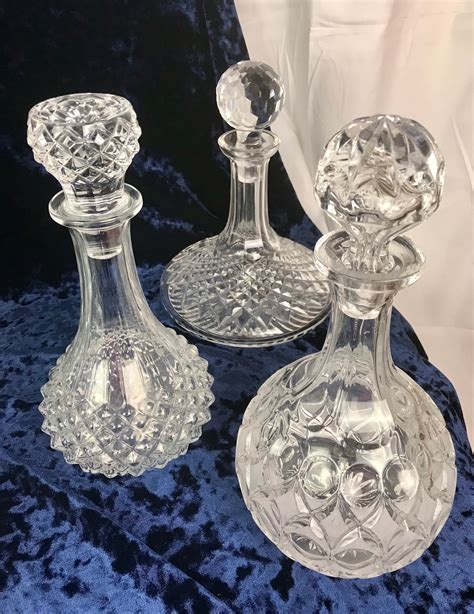 Vintage Collection Of Crystal Decanters Set Of Eight Etsy