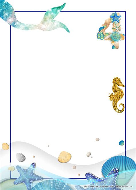 printable blank mermaid birthday invitations