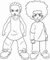 Boondocks Coloring Riley Huey Pages Children sketch template