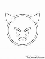 Emoji Devil Stencil Angry Pumpkin Carving Freestencilgallery sketch template